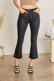 ISABELLA High Rise Faux Leather Kick-Flare Jeans